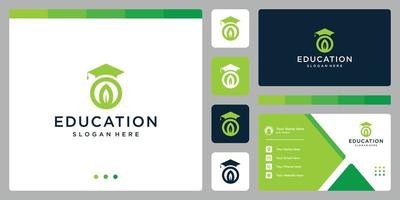 College, Graduate, Campus, Education logo design. and the leaf logo. Business card vector