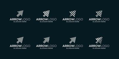 collection of logos of arrows, pointers, cursors with abstract geometric lines. vector