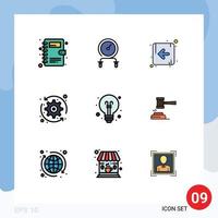 Mobile Interface Filledline Flat Color Set of 9 Pictograms of education bulb arrow system update refresh Editable Vector Design Elements