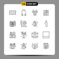 16 Creative Icons Modern Signs and Symbols of retro media meeting sound music Editable Vector Design Elements