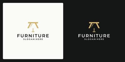 a logo that combines the shape of a bench and a lamp. icon for furniture business, interior. vector