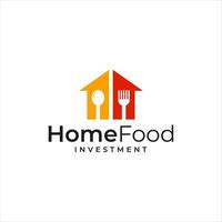 logo inspiration that combines the shape of a house and the shape of an investment logo and spoon, fork vector