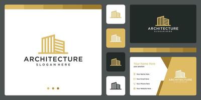 architectural building logo with real estate logo design template. business card. vector