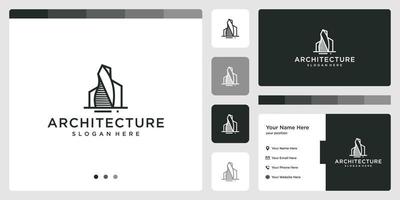 architectural building logo with real estate logo design template. business card. vector