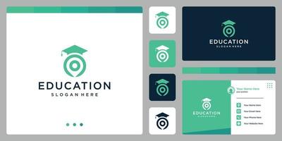 College, Graduate, Campus, Education logo design. and locations logo. Business card vector