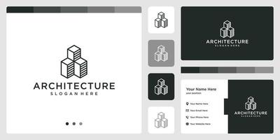 architectural building logo with real estate logo design template. business card. vector