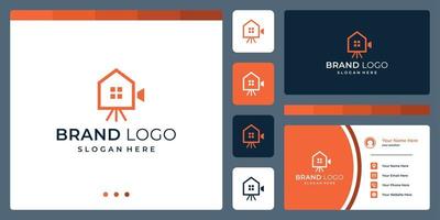 logo that combines house shapes and abstract video camera shapes. business cards. vector