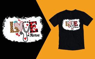 camiseta de la enfermera del amor, camiseta del día de San Valentín de la enfermera vector