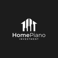 inspiración del logotipo que combina la forma de una casa y la forma de una inversión y el logotipo de un piano vector