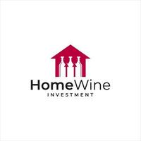 logo inspiration that combines the shape of a house and the shape of an investment and wine bottle logo vector