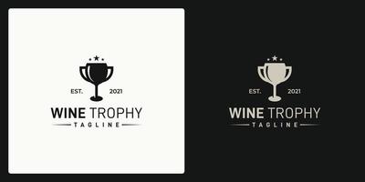 combinación de la forma de la copa de vino y la forma del trofeo. logo en estilo retro, vintage, clásico. vector