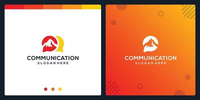 Creative Chat icon and mountain logo. premium vector. vector