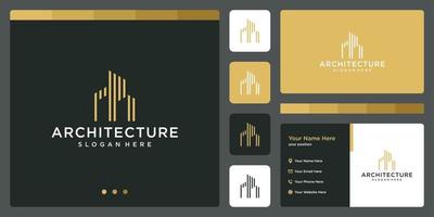 architectural building logo with real estate logo design template. business card. vector