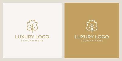 logotipo de belleza floral de lujo con modelo de línea abstracta. vector