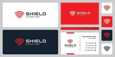 Abstract shield mark and design template business card. vector