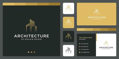 architectural building logo with real estate logo design template. business card. vector