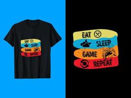 Eat Sleep Game Repeat T-Shirt Design vector