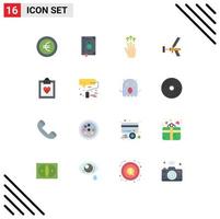 Pack of 16 Modern Flat Colors Signs and Symbols for Web Print Media such as repair construction gestures building touch Editable Pack of Creative Vector Design Elements