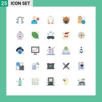 Mobile Interface Flat Color Set of 25 Pictograms of internet of things shopping bag human thanksgiving pumpkin Editable Vector Design Elements