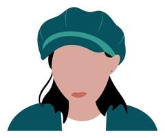 Portrait of a girl in a cap. Avatar for social network. Vector illustration.