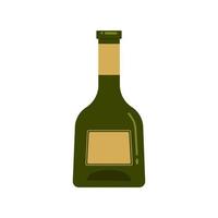 Glass bottle for wine. Vector illustration in flat style. Isolated object on a white background