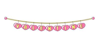 Decorative Element Streamer Heart Flags for Day of Valentine vector