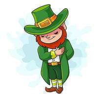 Cartoon leprechaun on white background vector