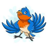 Cartoon blue bird on white background