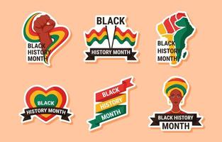 Black history Month Greeting Stickers vector