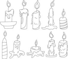 conjunto de ilustraciones de imágenes prediseñadas de velas vector