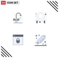 Flat Icon Pack of 4 Universal Symbols of bathroom shield sink skipping medicine Editable Vector Design Elements