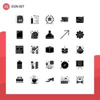 Solid Glyph Pack of 25 Universal Symbols of design blueprint bank architecture building Editable Vector Design Elements