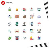 Group of 25 Modern Flat Colors Set for party date recycle calendar location Editable Vector Design Elements