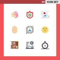 Pack of 9 Modern Flat Colors Signs and Symbols for Web Print Media such as link scanner financial performance scan identity Editable Vector Design Elements