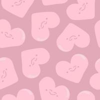Seamless pattern with kawaii hearts in pink tones vector