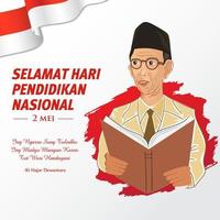 selamat hari pendidikan nasional 2 mei, traducción 2 de mayo, feliz día nacional de la educación de indonesia vector