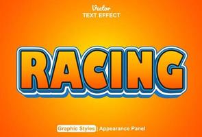 racing text effect with graphic style and editable. vector