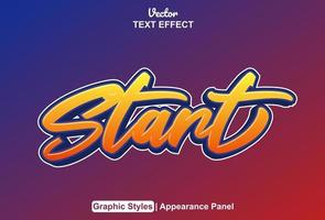 start text effect with graphic style and editable. vector