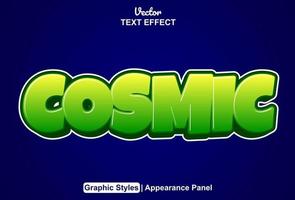 cosmic text effect with graphic style and editable vector