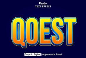 qoest text effect with graphic style and editable. vector