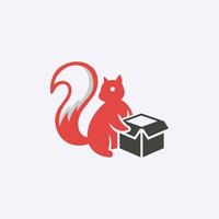 ilustración del logotipo de la ardilla de caja, logotipo perfecto para la tienda de juguetes, viajes, equipo de animales, etc. vector