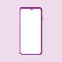 maqueta digital de teléfono móvil de vector en color púrpura