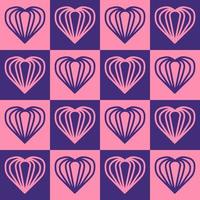 Heart shape on purple and pink geometric square background design. Seamless Pattern vector illustration. Suitable for valentine's day cards, wrapping paper, textiles