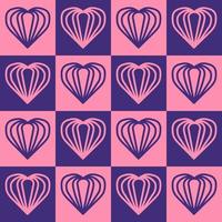 Heart shape on purple and pink geometric square background design. Seamless Pattern vector illustration. Suitable for valentine's day cards, wrapping paper, textiles