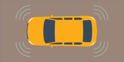 Autonomous smart car. Scans the road, observe the distance. vector