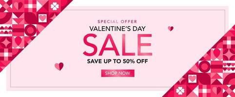 Geometric style valentines day sale template vector