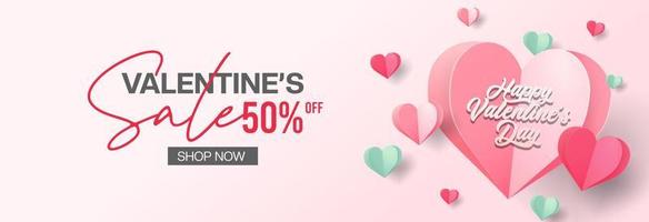 Paper style valentines day sale template vector