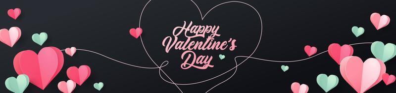 Paper style valentines day banner template vector