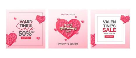 Paper style valentines day sale post template vector