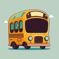 ilustración de logotipo de icono de vector de color plano de autobús escolar amarillo